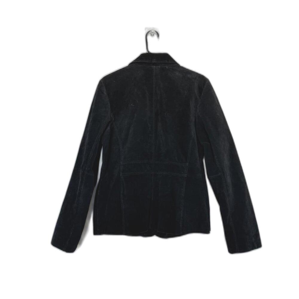 Vintage Black Suede Blazer Jacket Women XL Genuine Leather - Picture 5 of 5